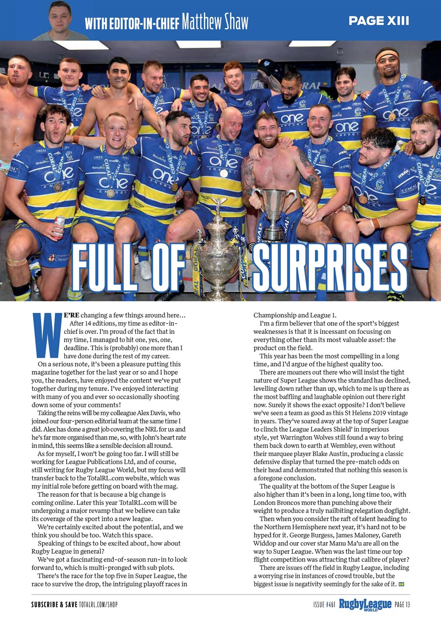 Rugby League World Preview Pages