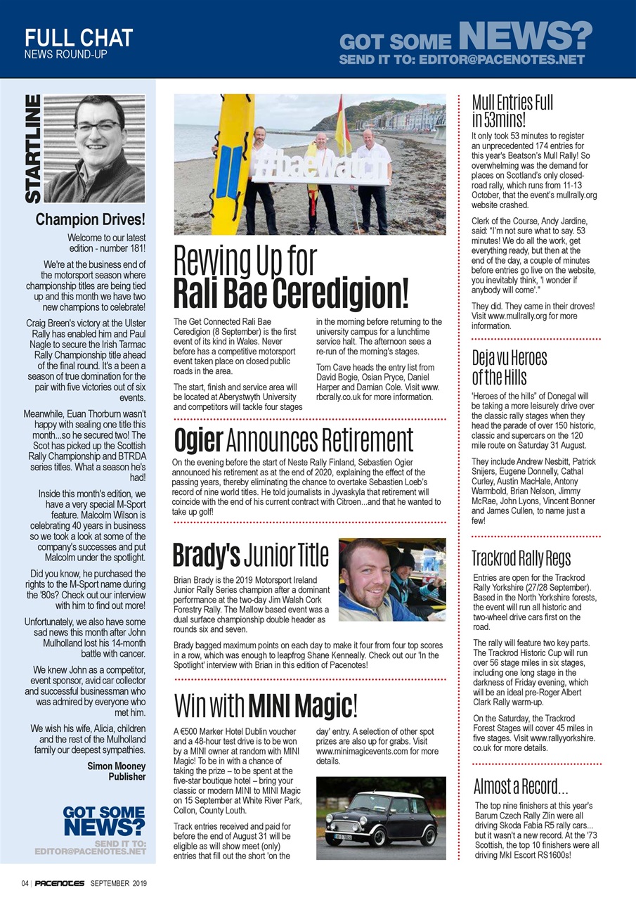 Pacenotes Rally magazine Preview Pages