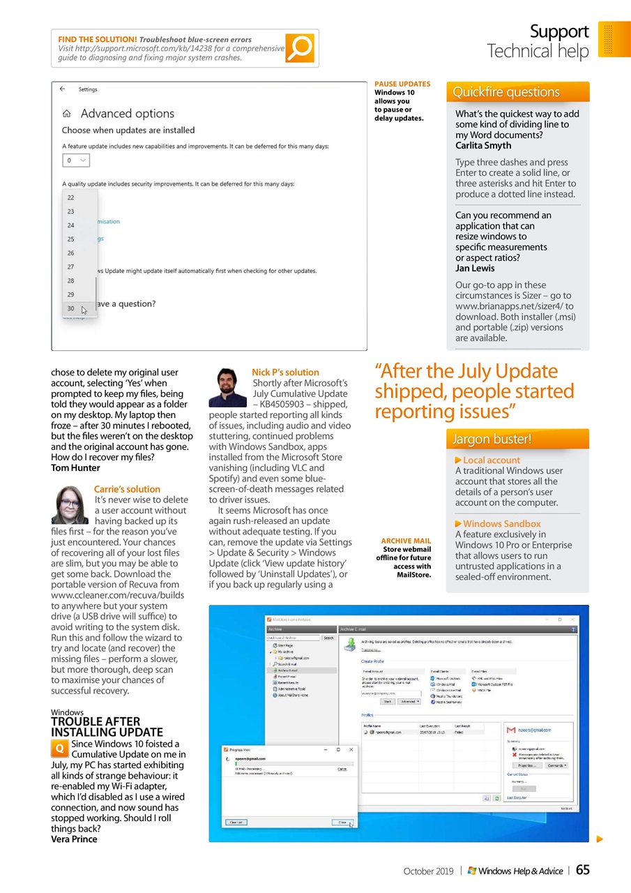 Windows Help & Advice Preview Pages