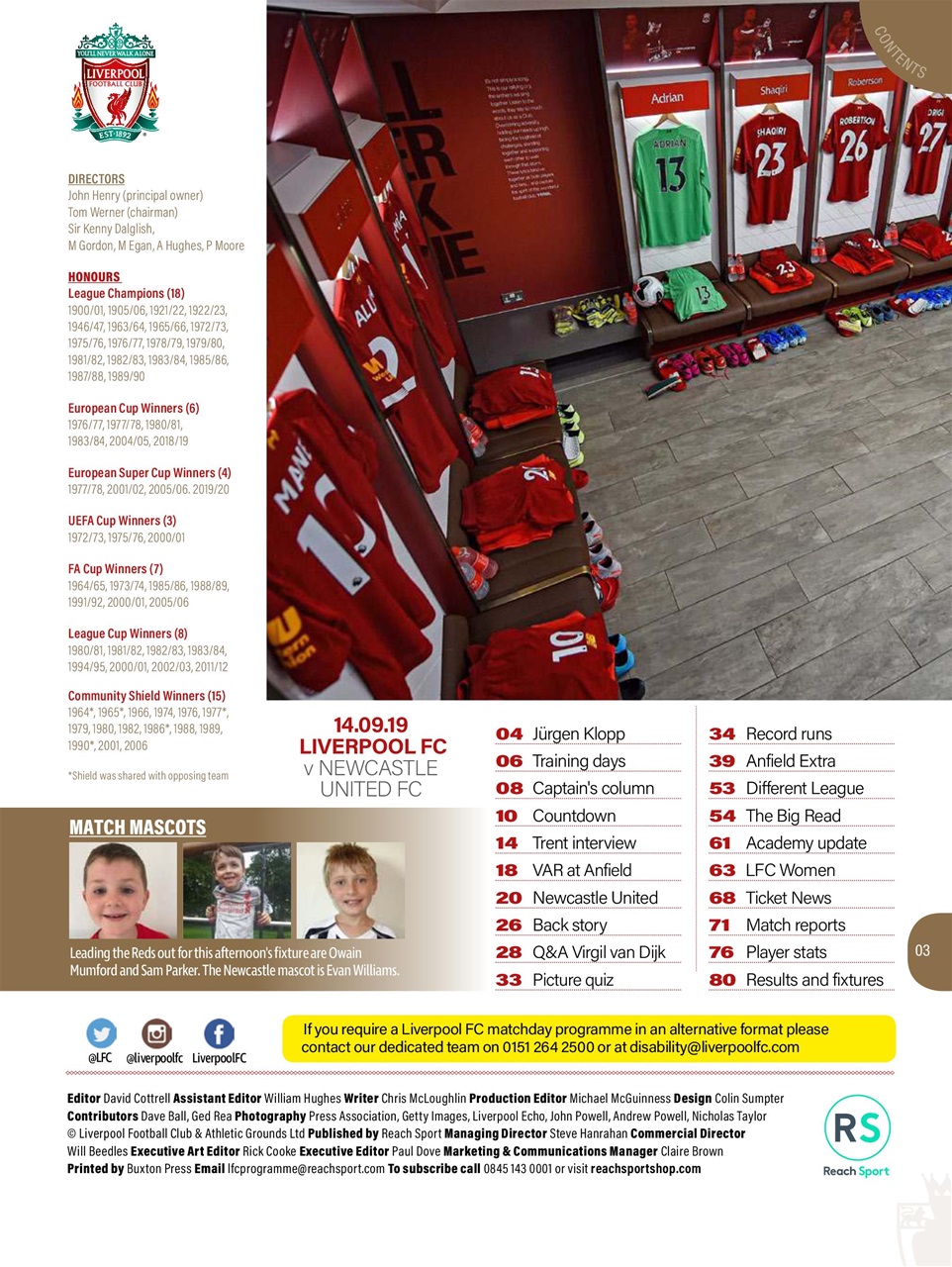 Liverpool FC Programmes Preview Pages