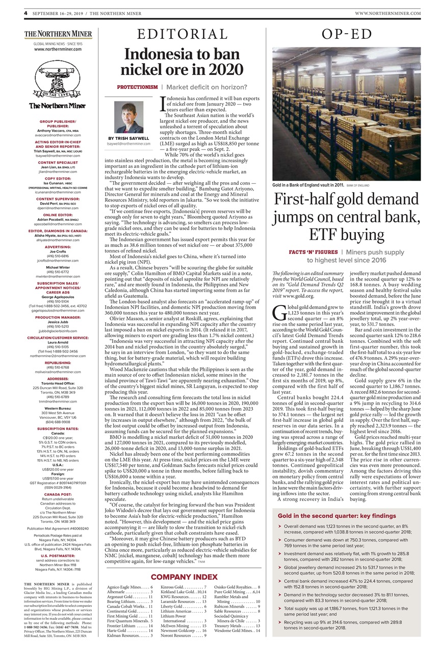 The Northern Miner Preview Pages