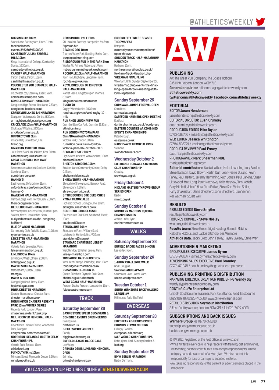 AW – Athletics Weekly Magazine Preview Pages