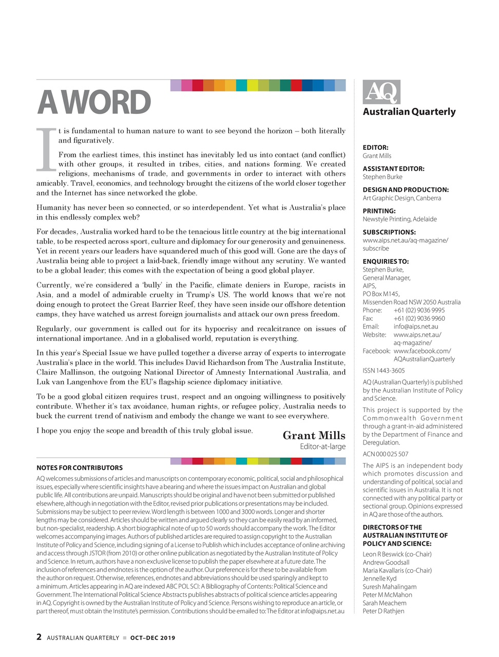 AQ: Australian Quarterly Preview Pages