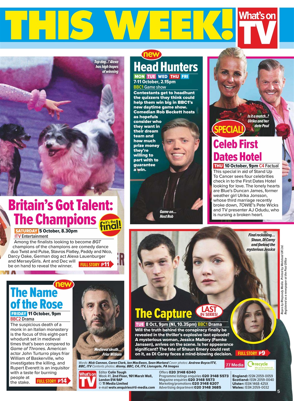 What's on TV Preview Pages