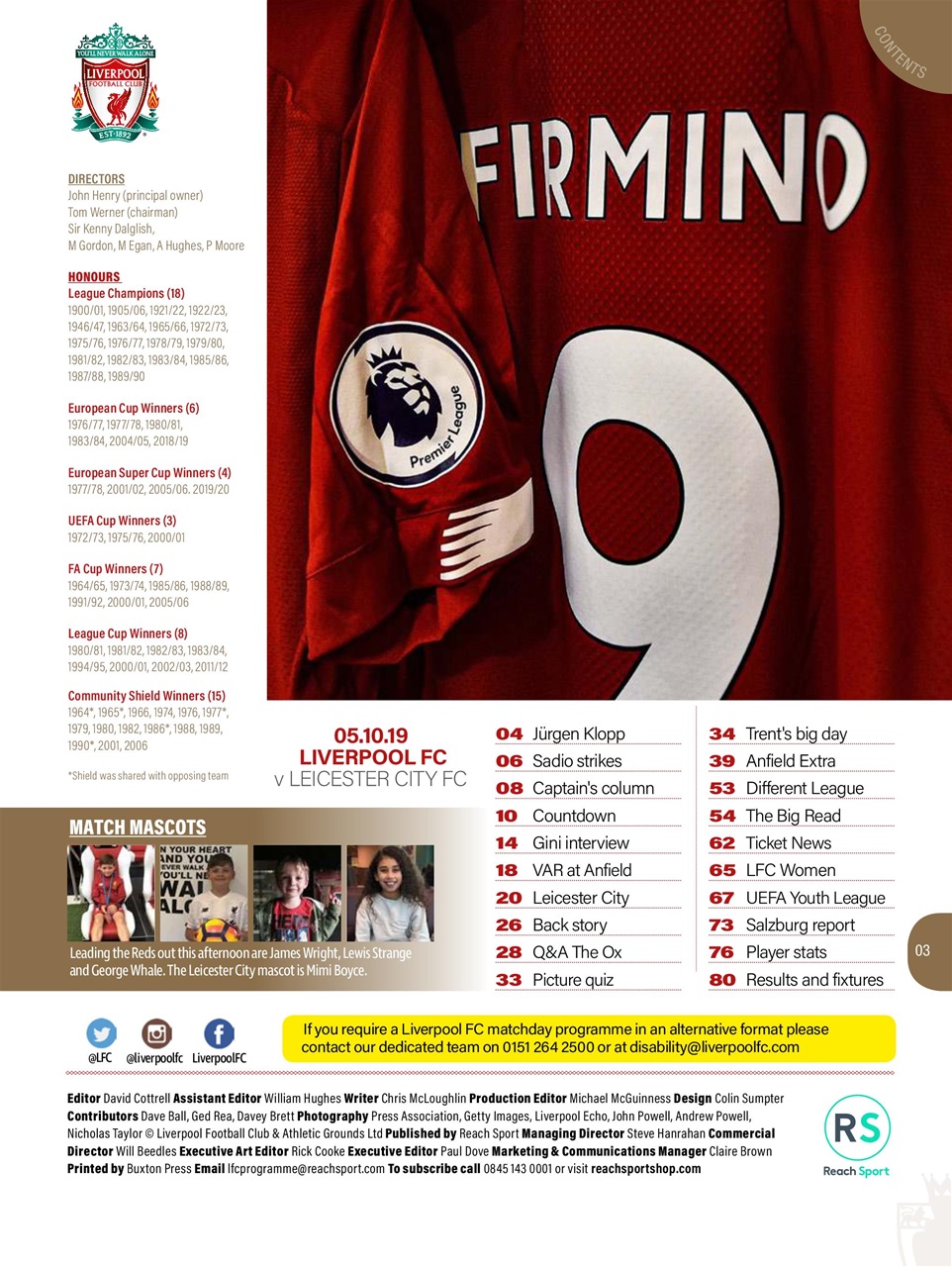 Liverpool FC Programmes Preview Pages