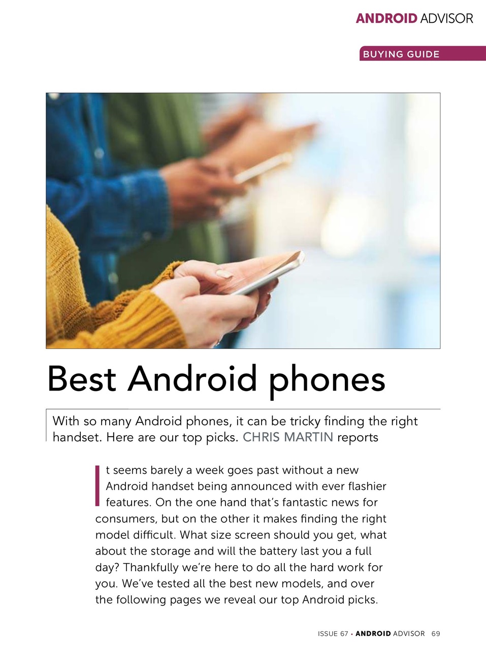 Android Advisor Preview Pages