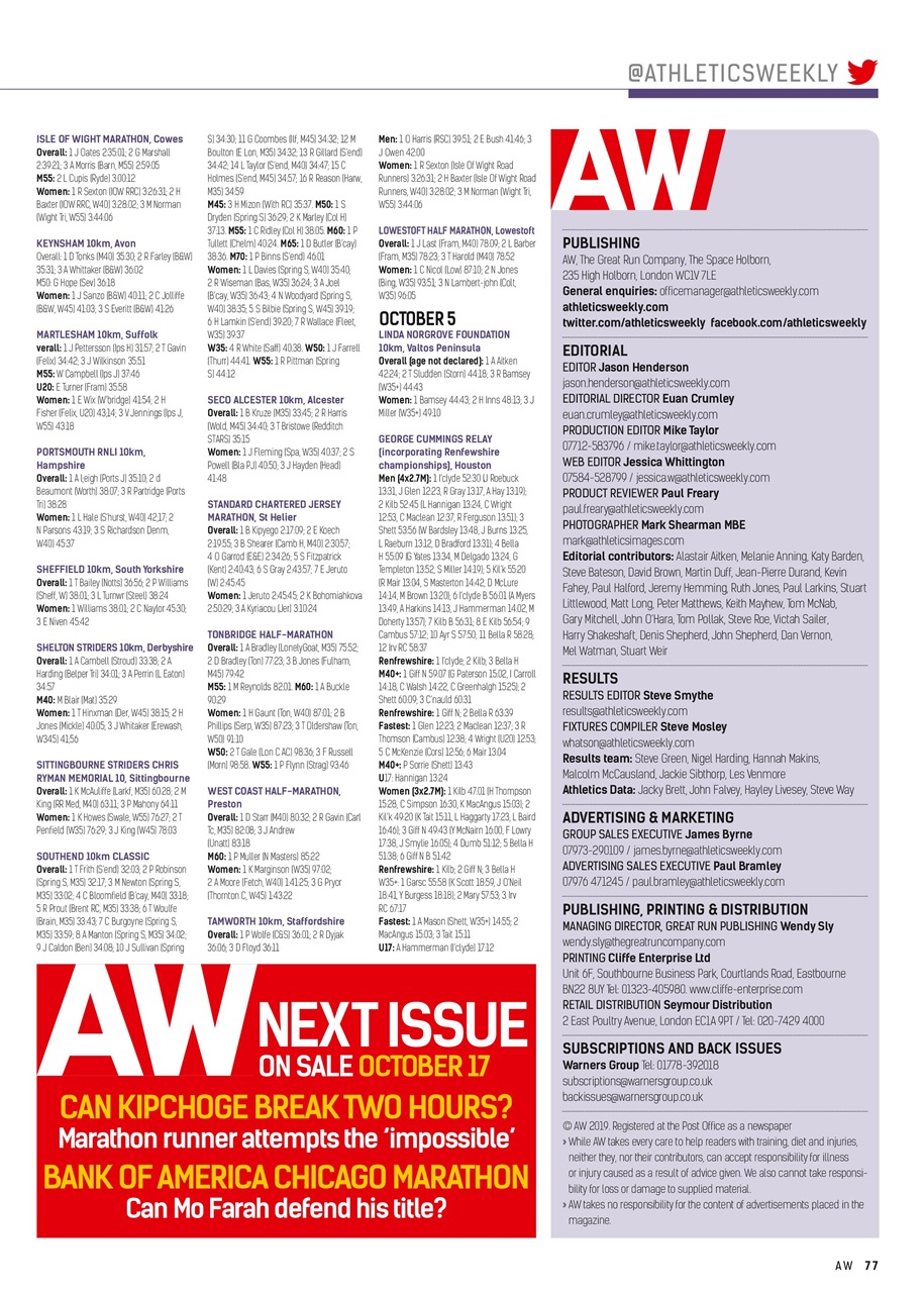 AW – Athletics Weekly Magazine Preview Pages