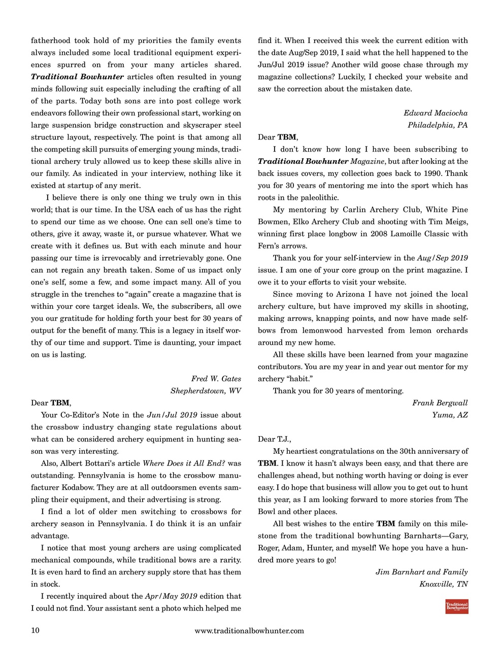 Traditional Bowhunter Magazine Preview Pages