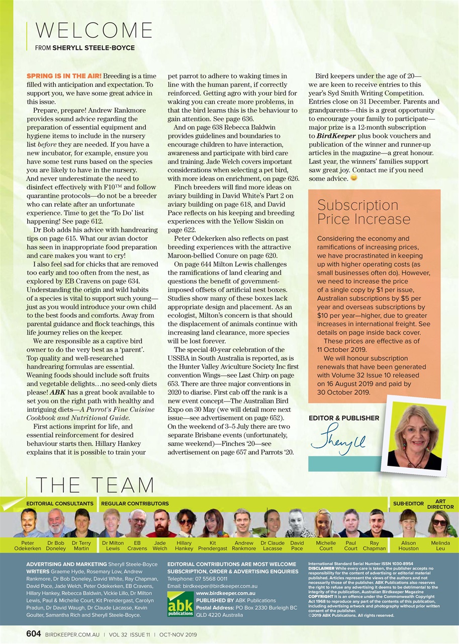 Australian Birdkeeper Magazine Preview Pages