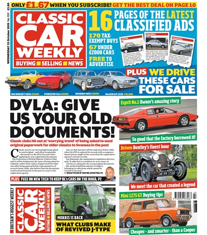 Classic Car Weekly issue 23rd October 2019