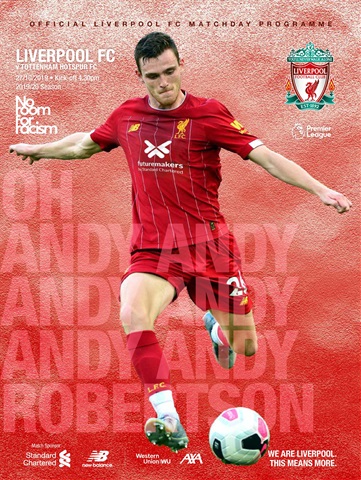 Liverpool FC Programmes issue vs Tottenham Hotspur 19/20