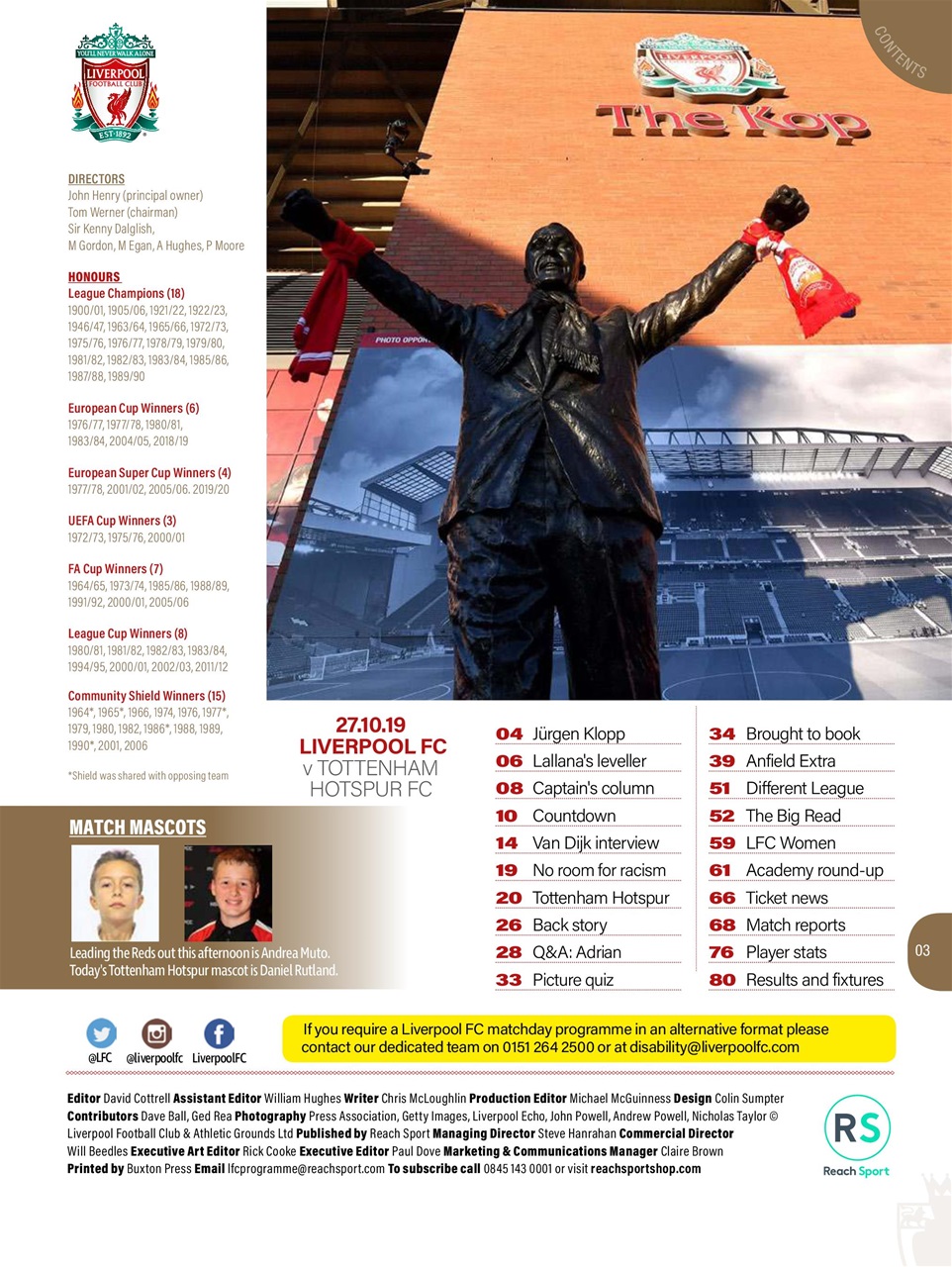 Liverpool FC Programmes Preview Pages