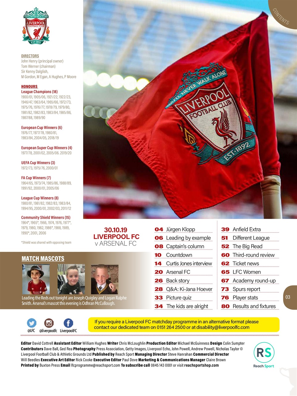 Liverpool FC Programmes Preview Pages