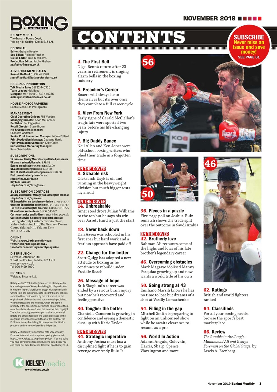 Boxing Monthly Preview Pages