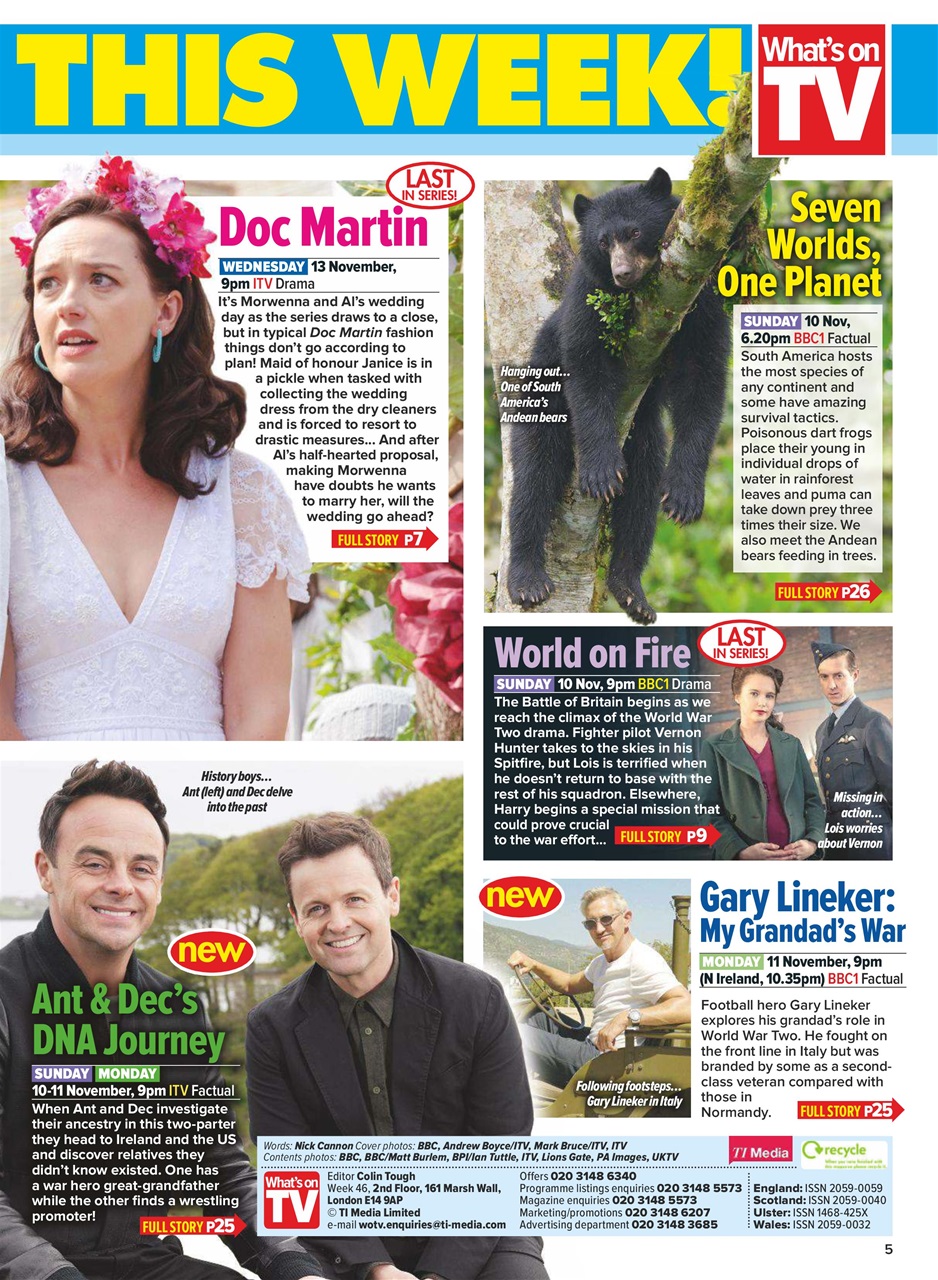 What's on TV Preview Pages