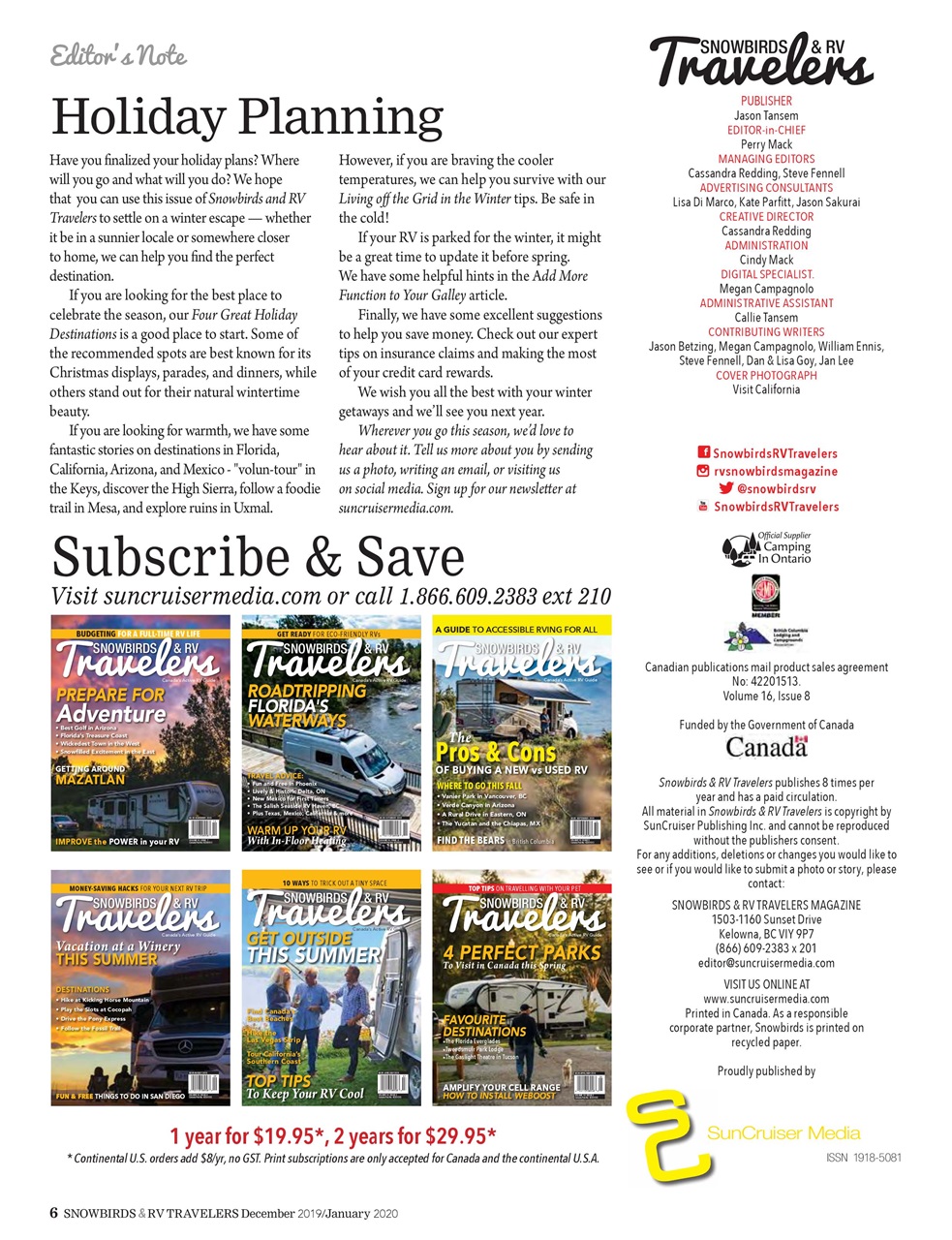 Snowbirds & RV Travelers Preview Pages