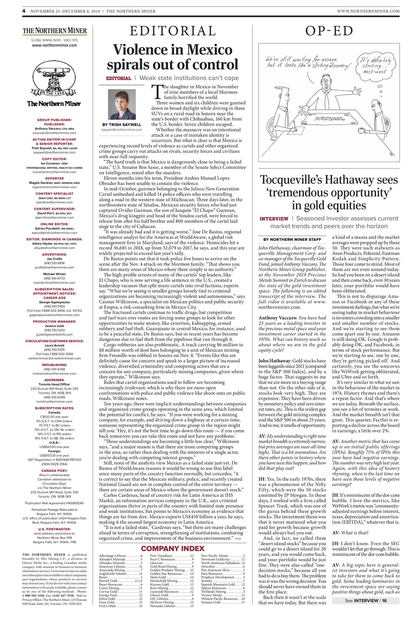 The Northern Miner Preview Pages