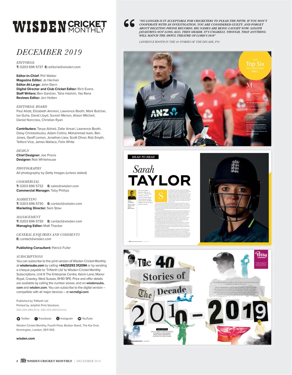 Wisden Cricket Monthly Preview Pages