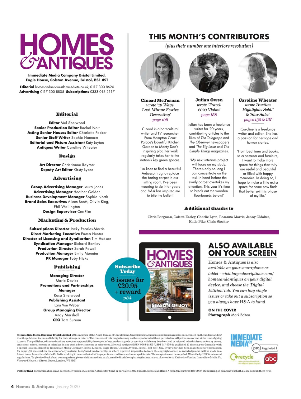 Homes & Antiques Magazine Preview Pages