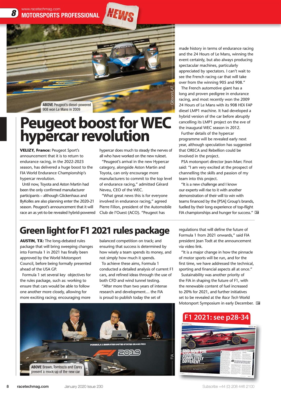 Race Tech Preview Pages