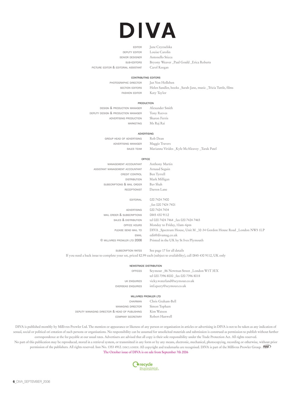 DIVA Magazine Preview Pages