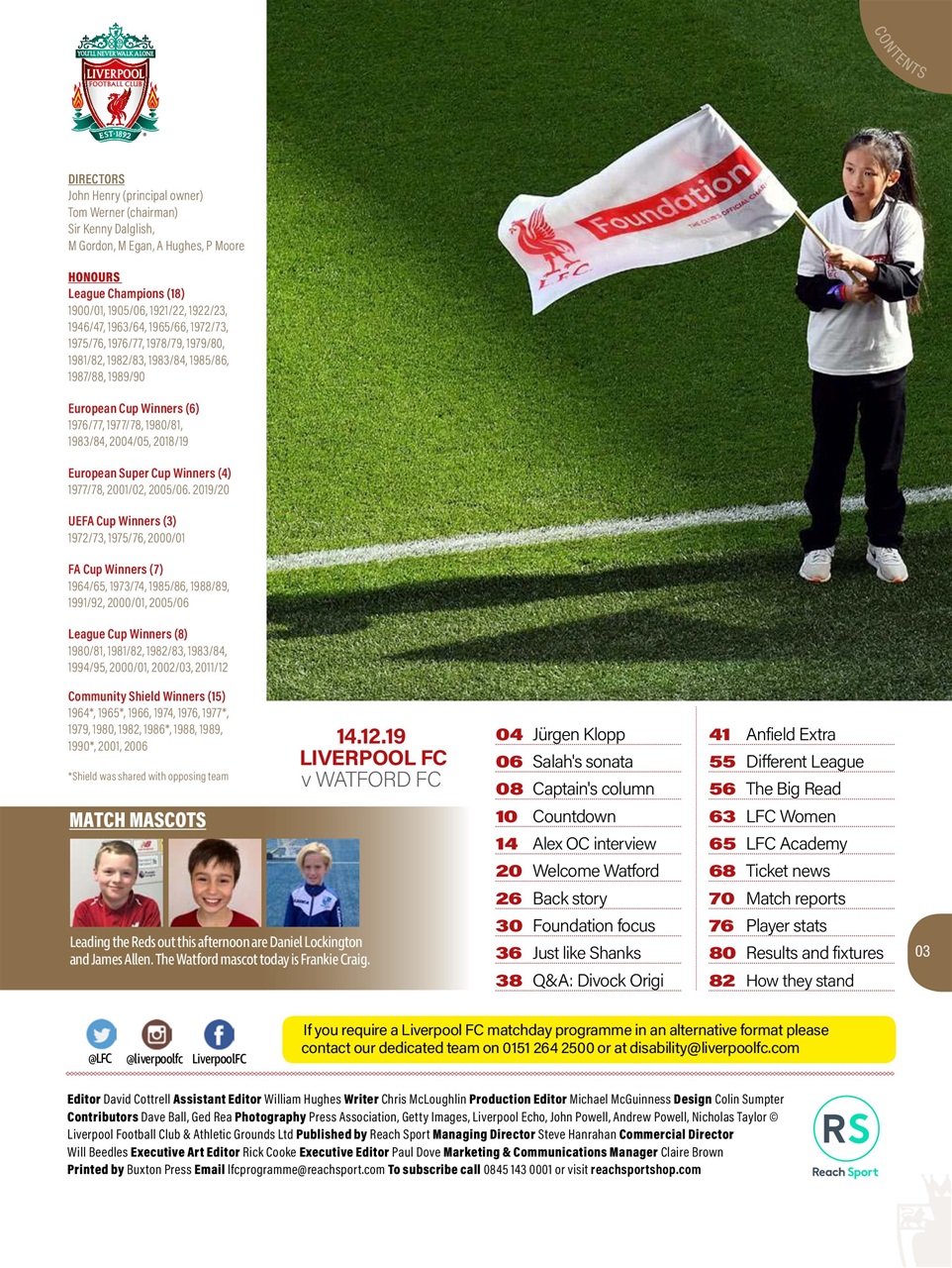 Liverpool FC Programmes Preview Pages