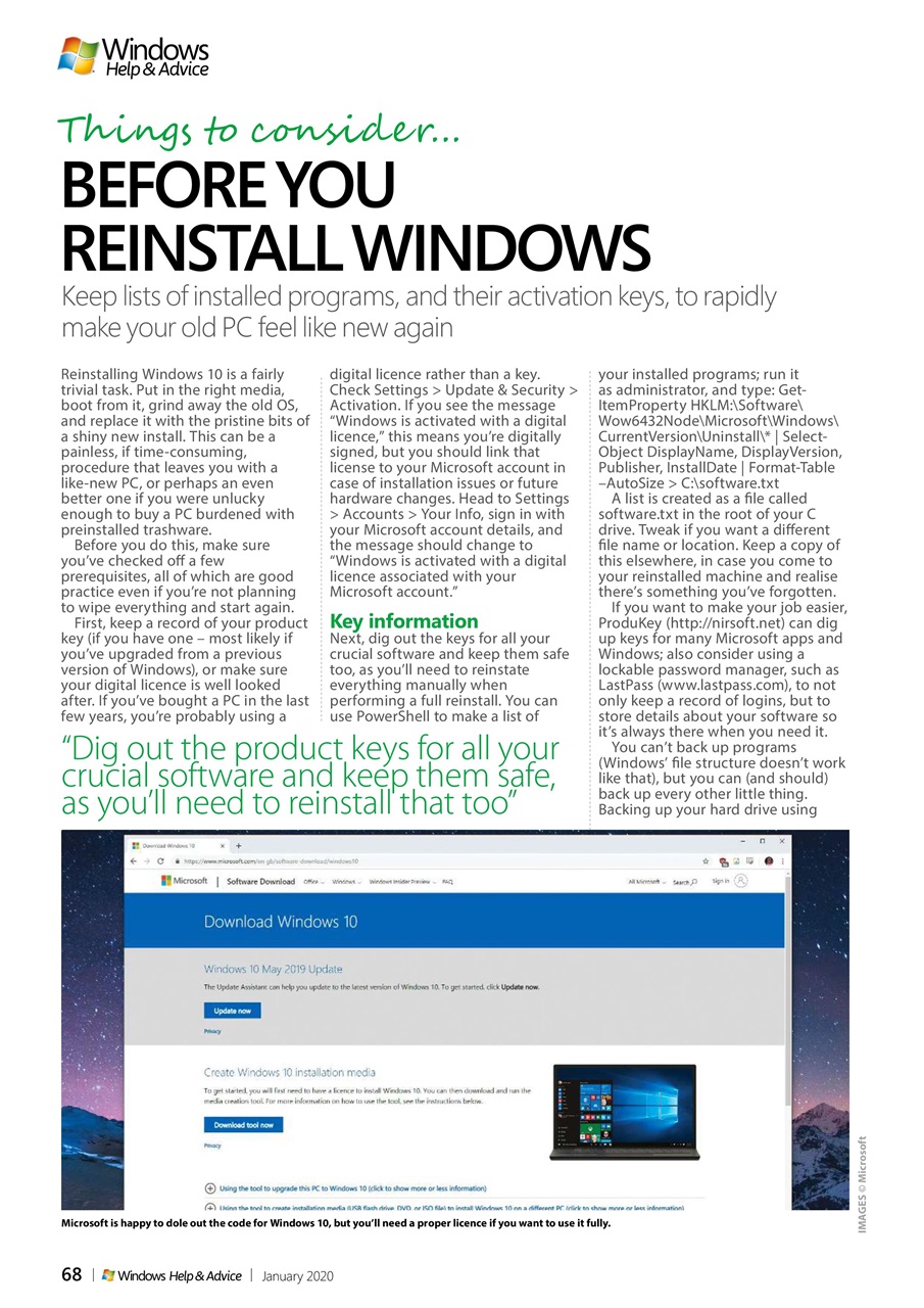 Windows Help & Advice Preview Pages