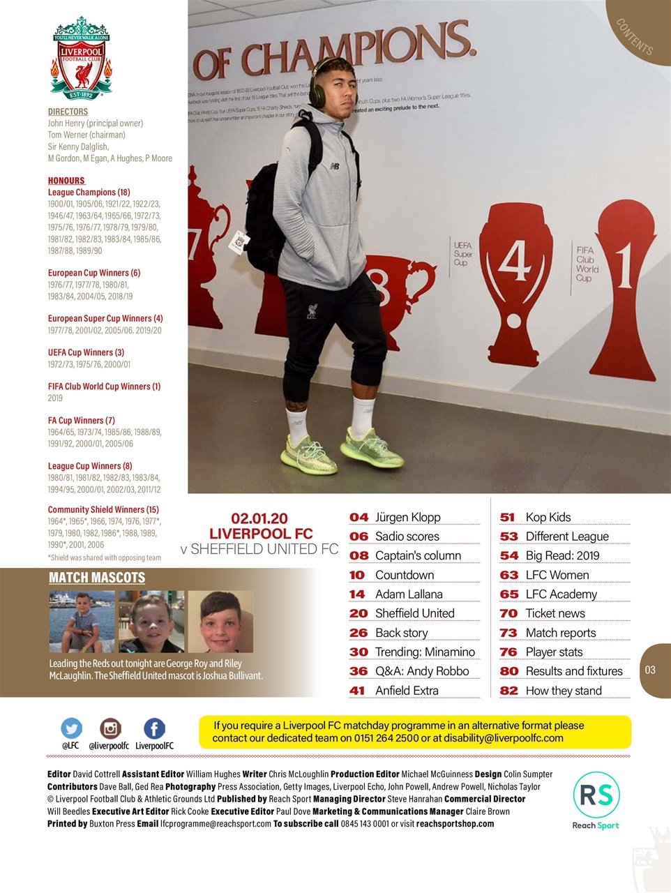 Liverpool FC Programmes Preview Pages