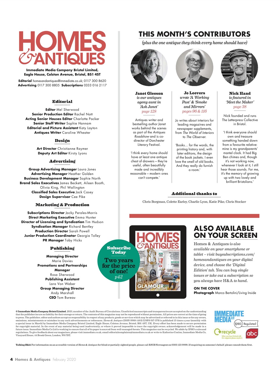 Homes & Antiques Magazine Preview Pages