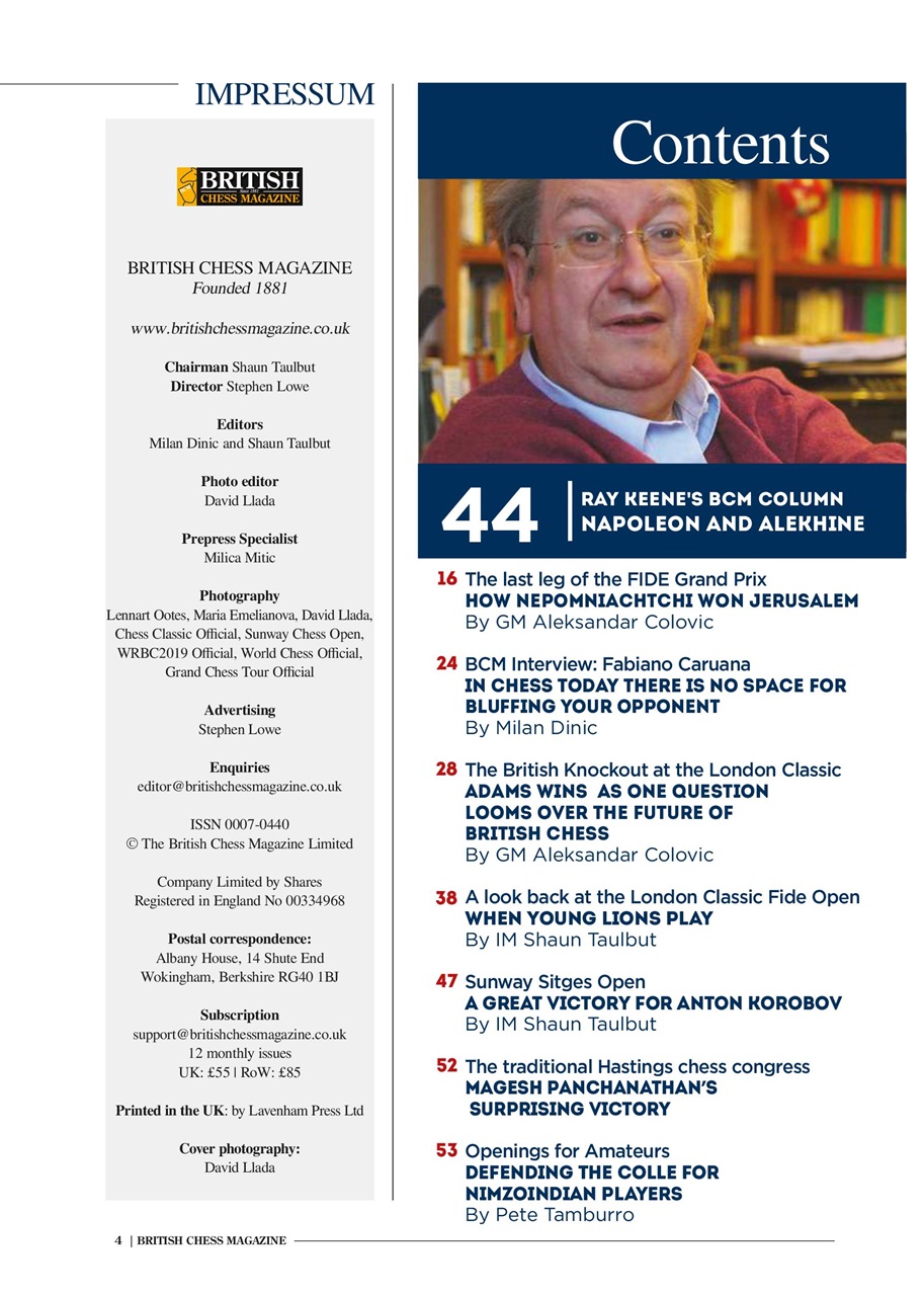 British Chess Magazine Preview Pages