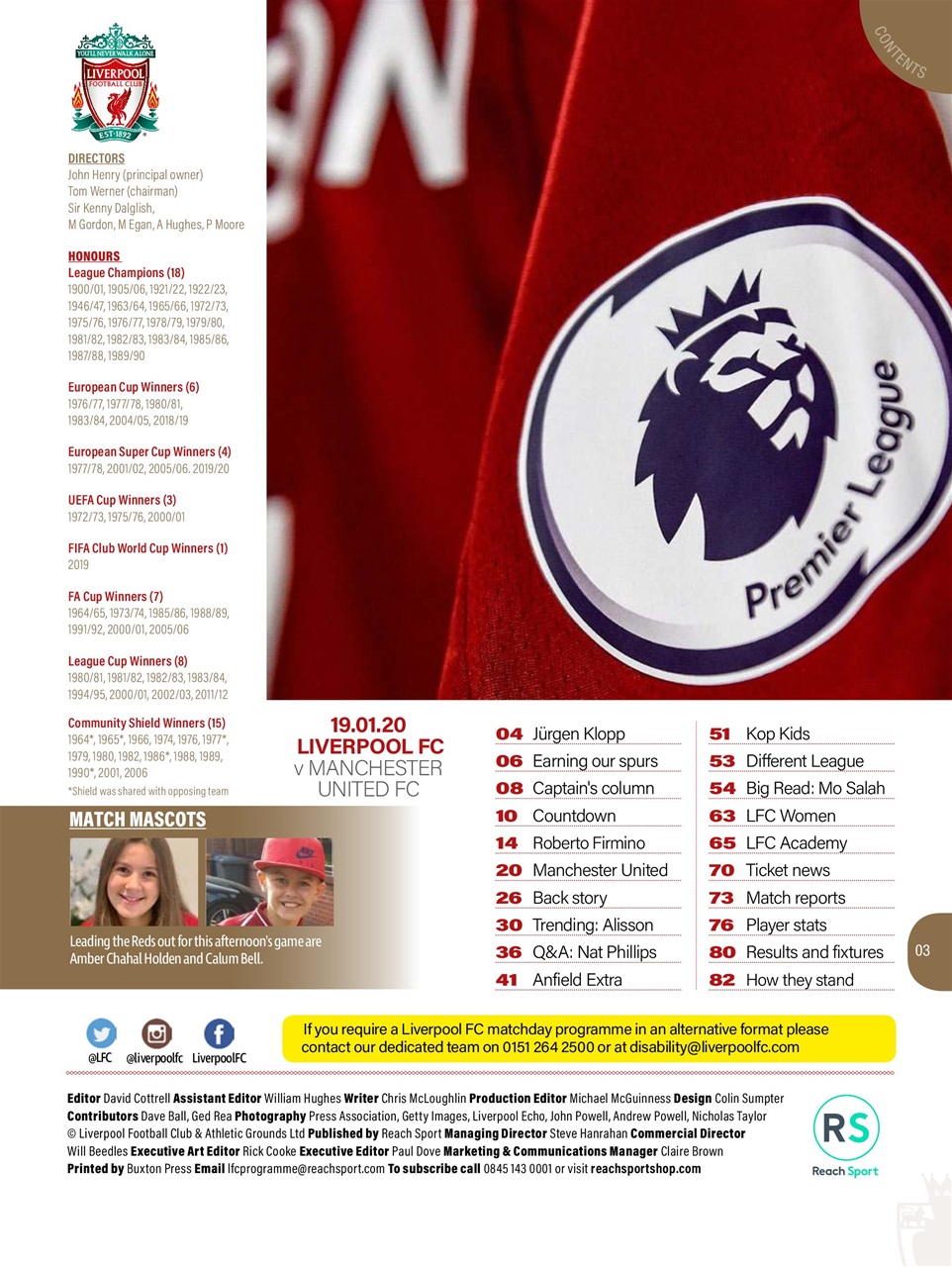 Liverpool FC Programmes Preview Pages