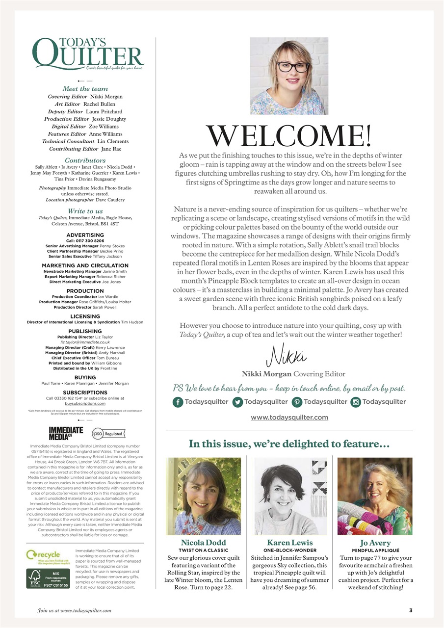 Today’s Quilter Preview Pages