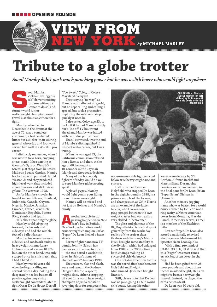 Boxing Monthly Preview Pages