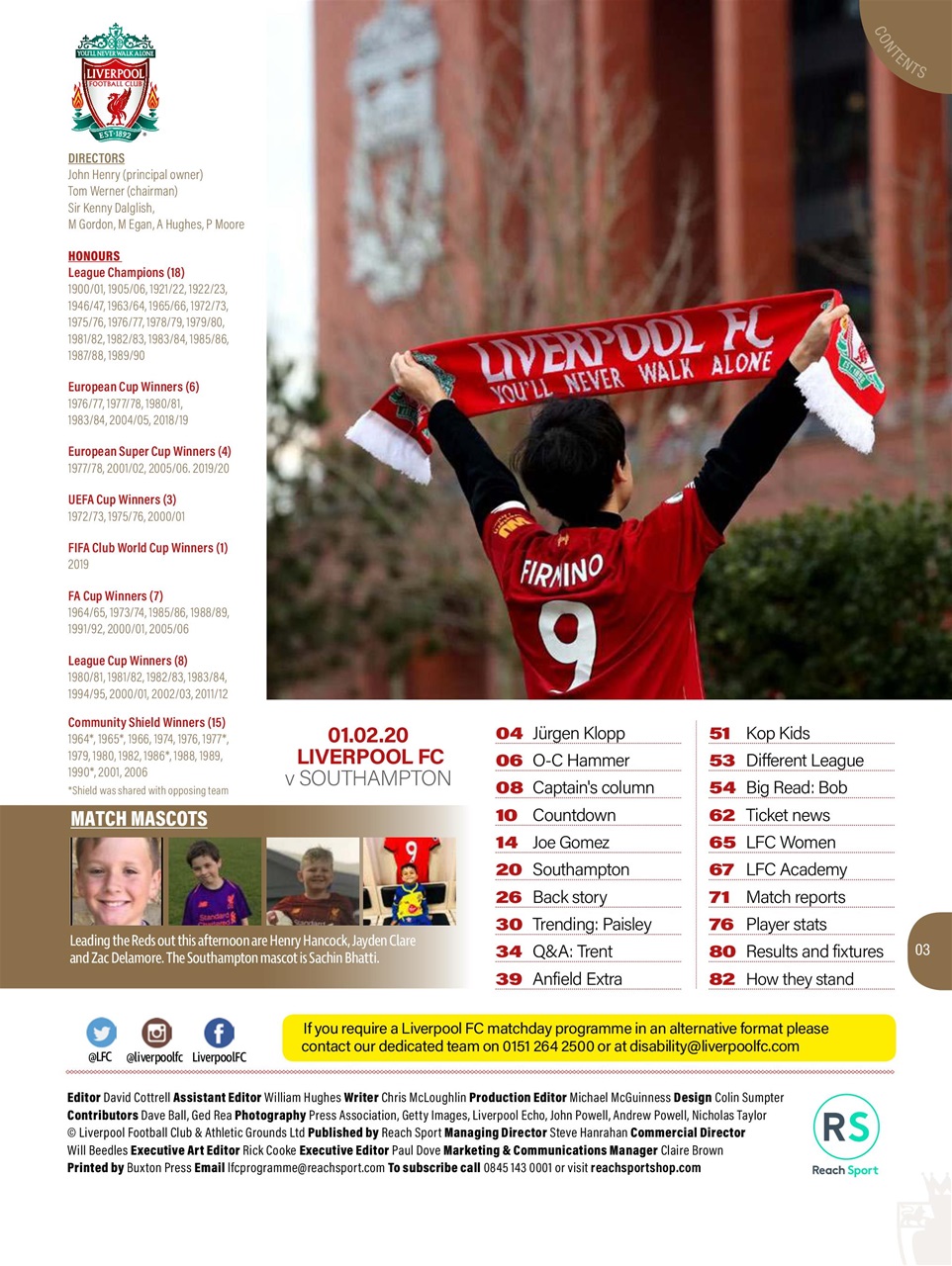 Liverpool FC Programmes Preview Pages