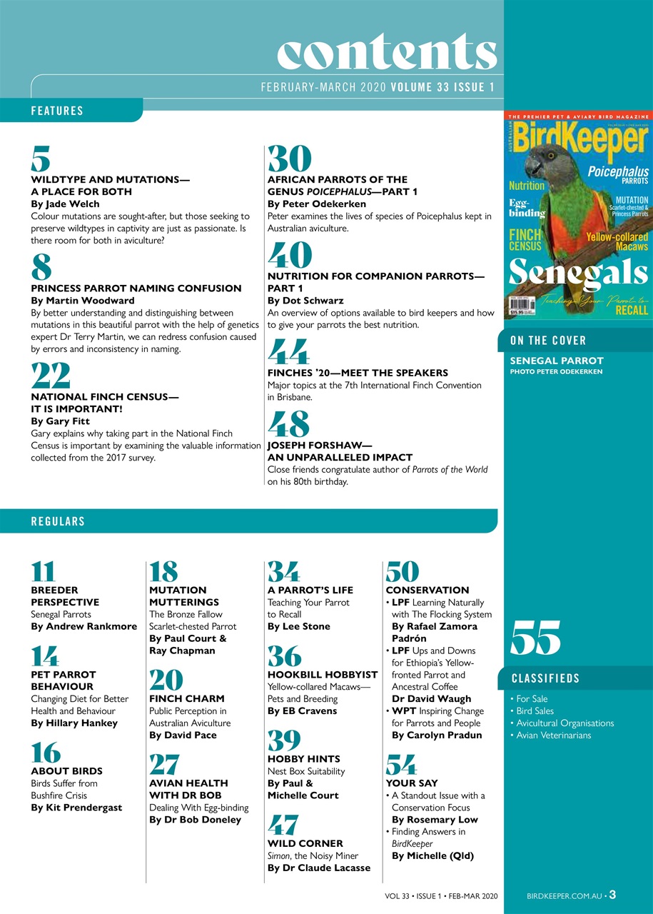 Australian Birdkeeper Magazine Preview Pages