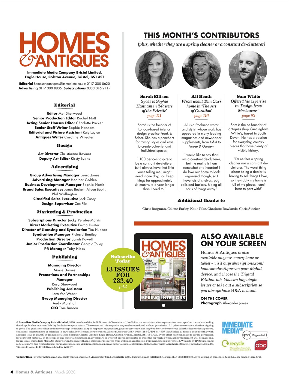 Homes & Antiques Magazine Preview Pages