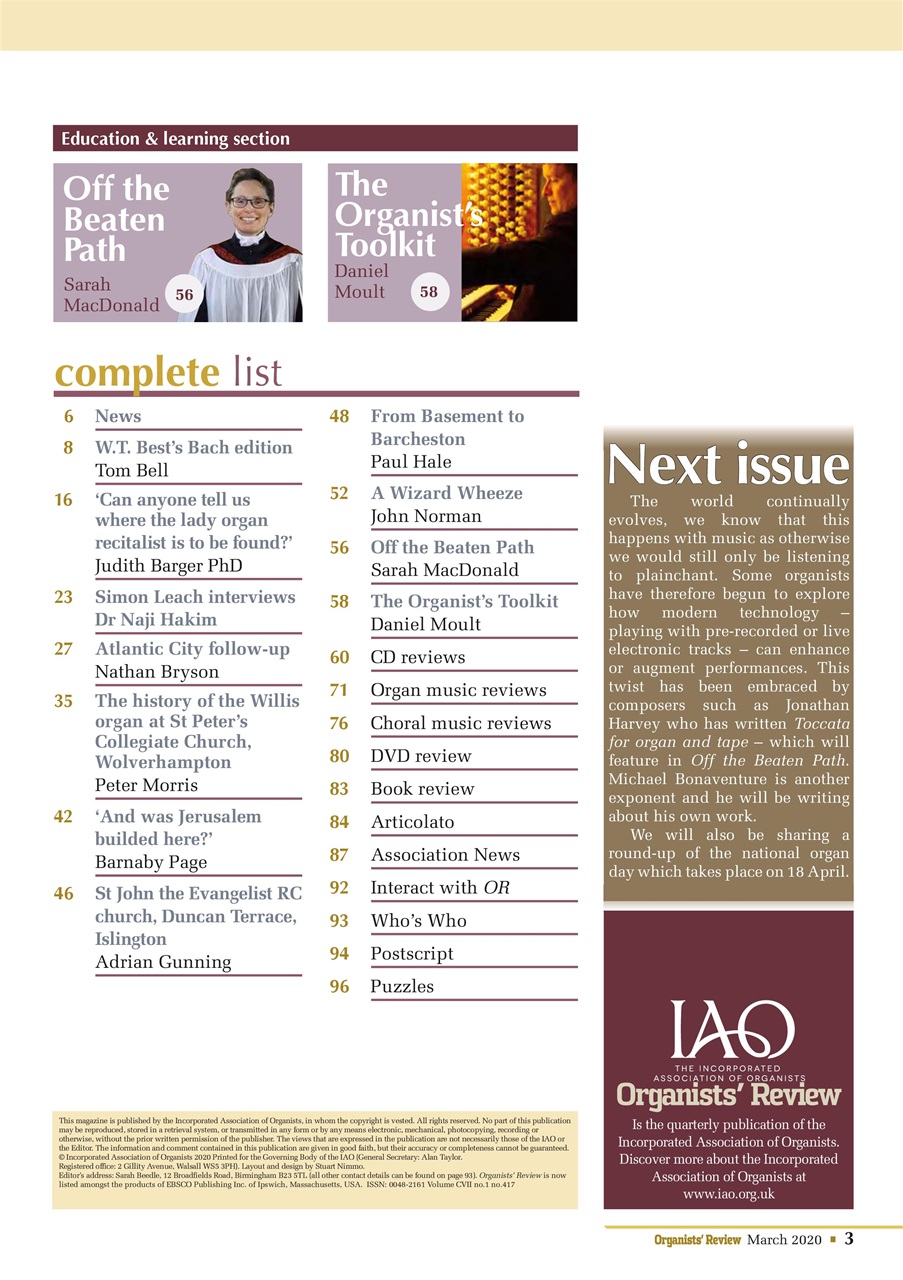 Organists' Review Preview Pages