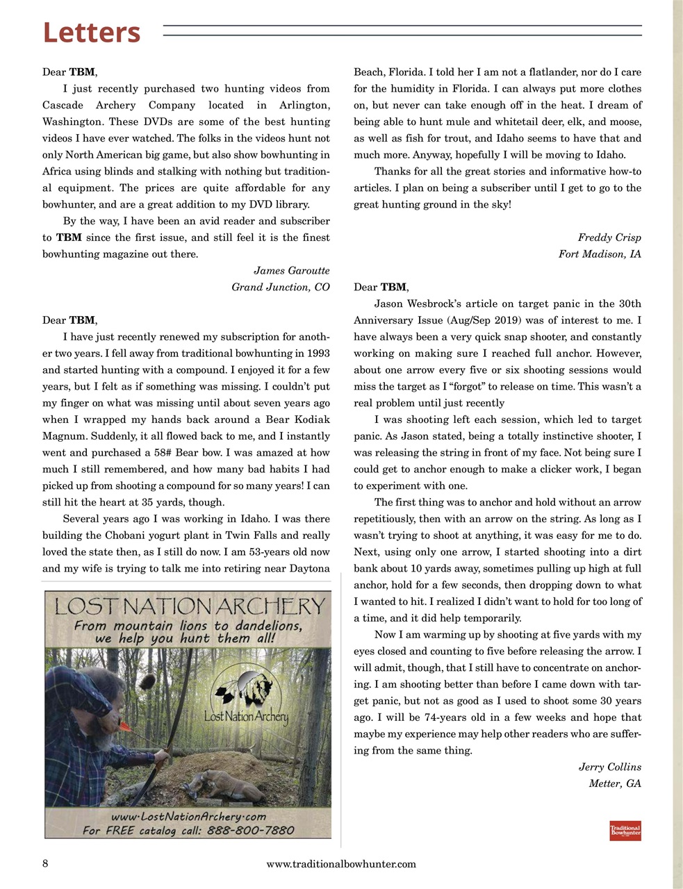Traditional Bowhunter Magazine Preview Pages