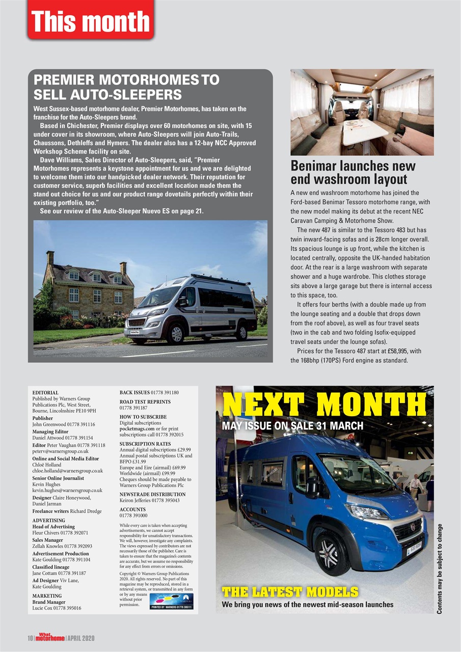 What Motorhome magazine Preview Pages