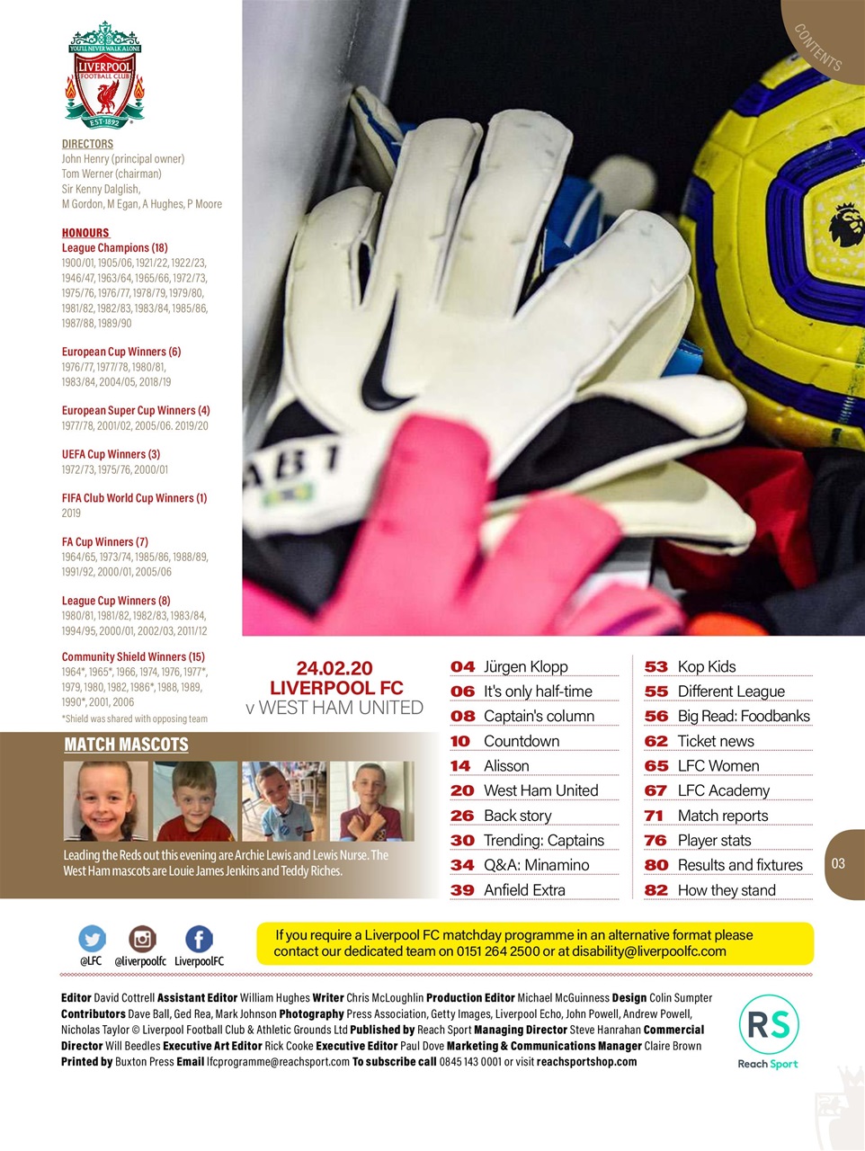 Liverpool FC Programmes Preview Pages