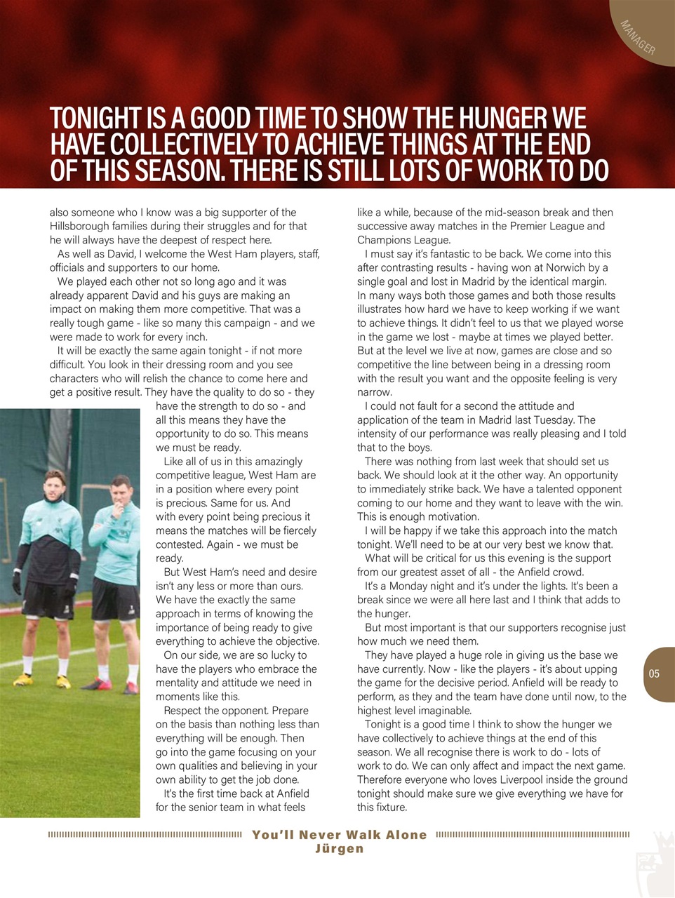 Liverpool FC Programmes Preview Pages