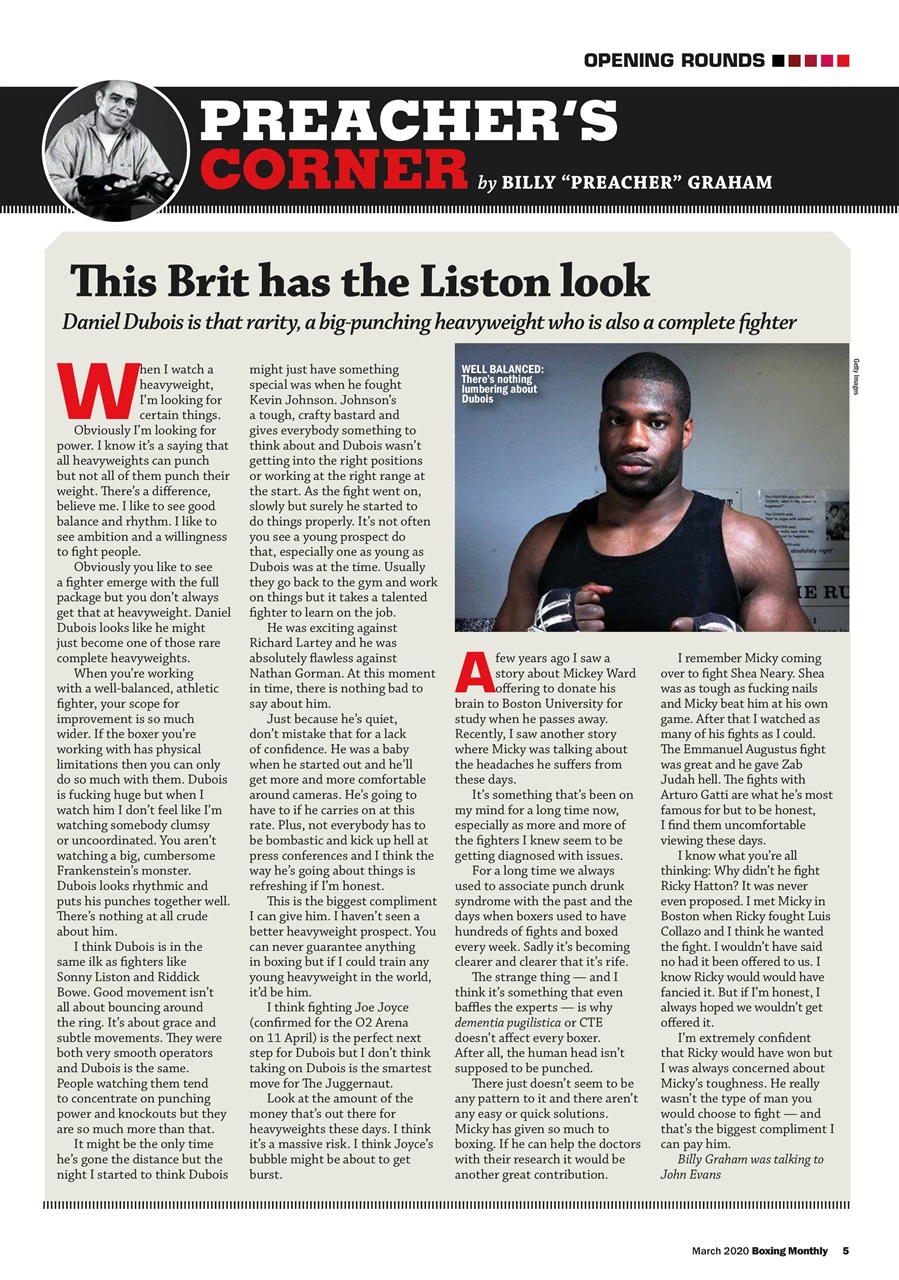 Boxing Monthly Preview Pages