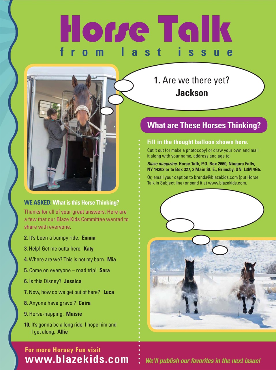 Blaze Magazine For Horse Crazy Kids Preview Pages
