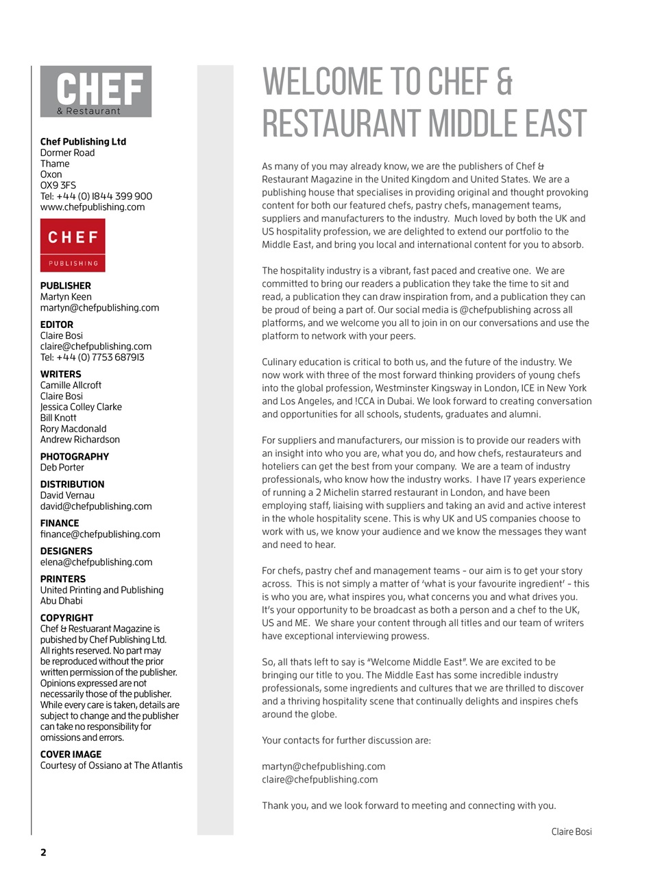Chef & Restaurant Magazine Preview Pages