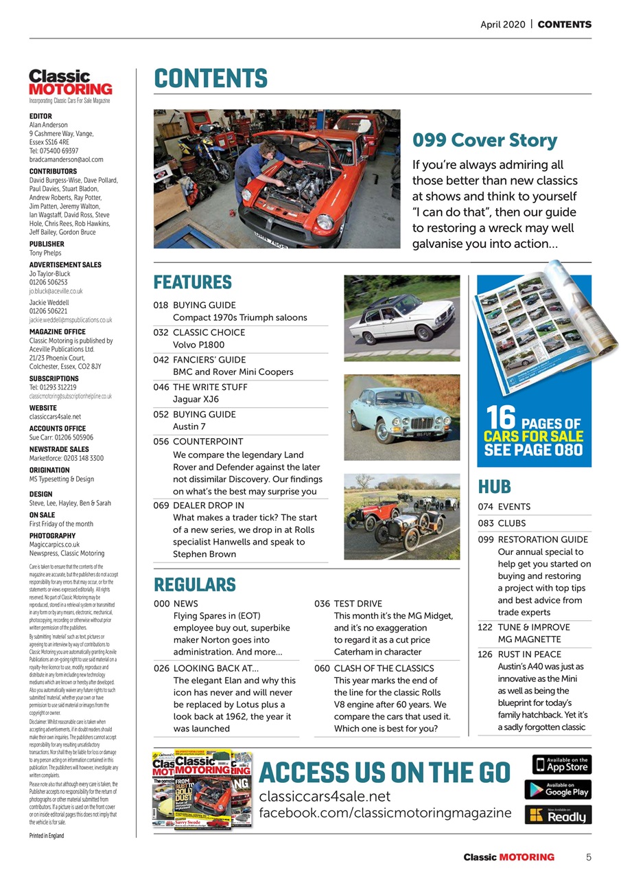Classic Motoring Preview Pages