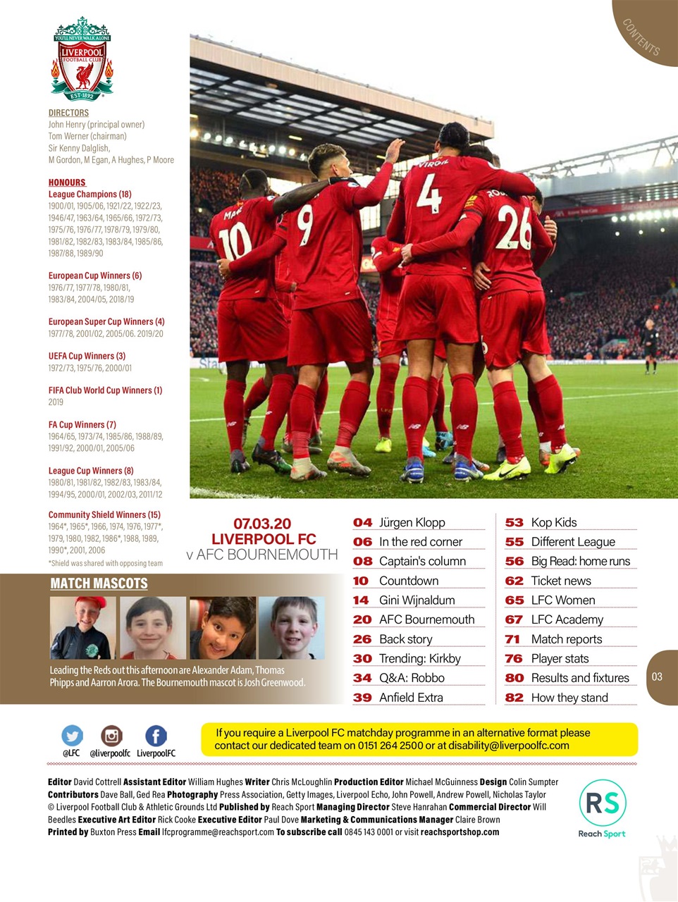 Liverpool FC Programmes Preview Pages