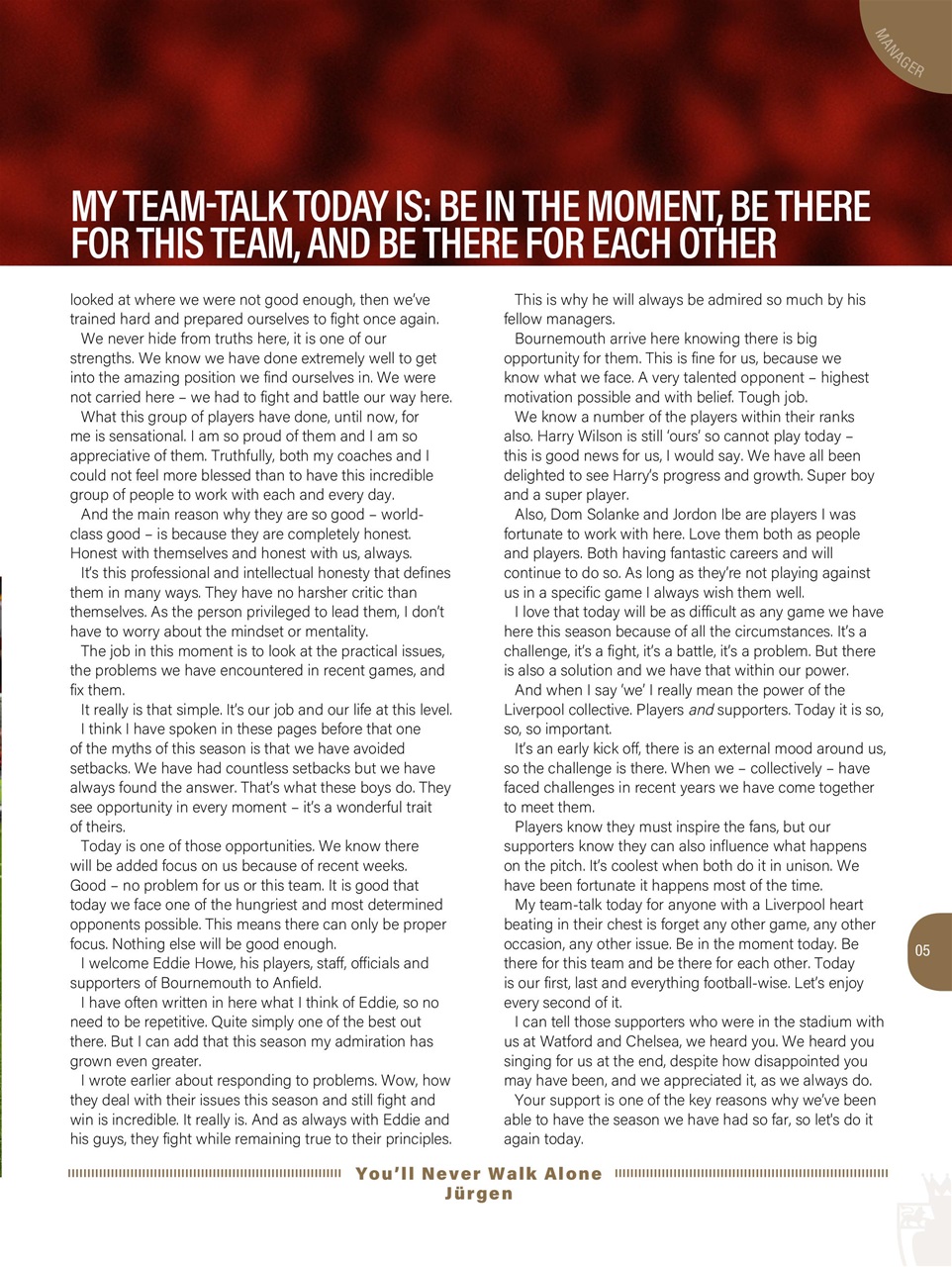 Liverpool FC Programmes Preview Pages