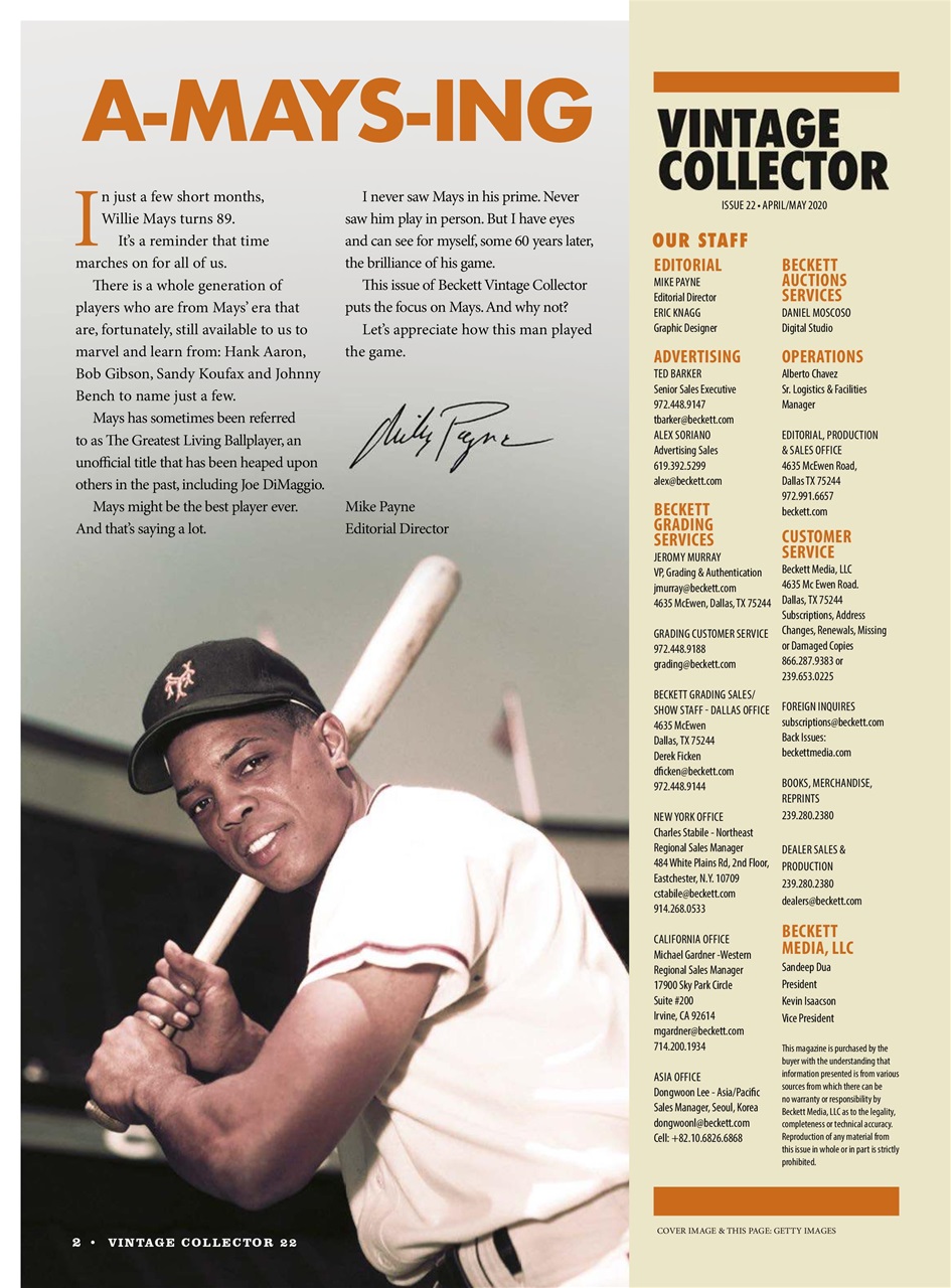 Beckett Vintage Collector Magazine Preview Pages