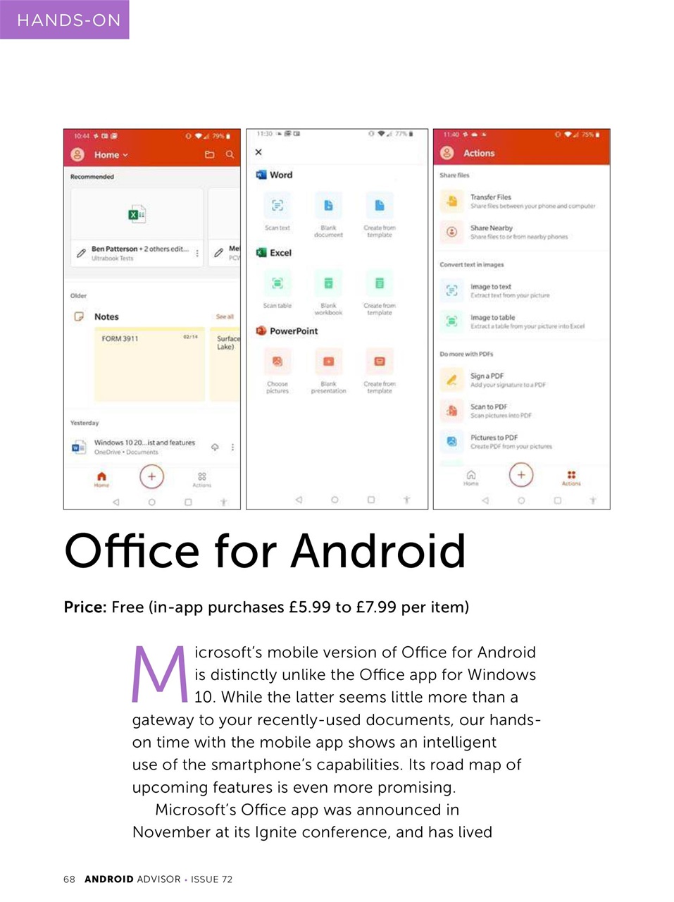 Android Advisor Preview Pages