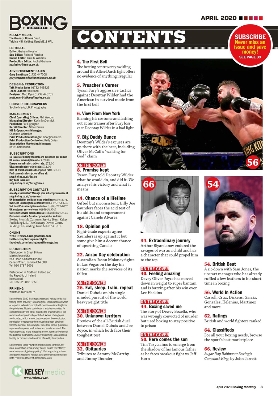 Boxing Monthly Preview Pages